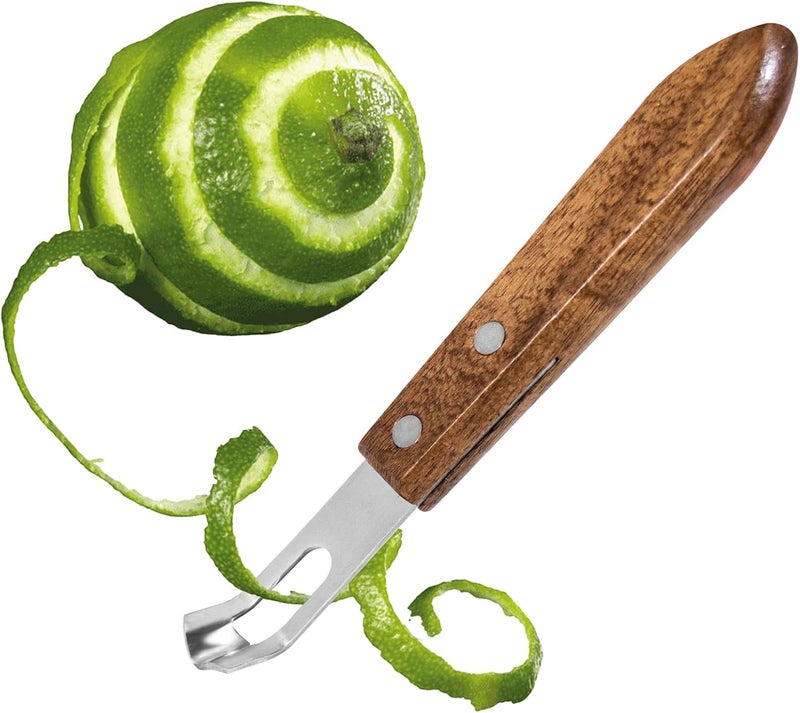 Rummo Channel Knife with Wooden Handle for Fruit and Vegetable, Tool for Decorating Cocktails, Desserts, and Salads - Image 1